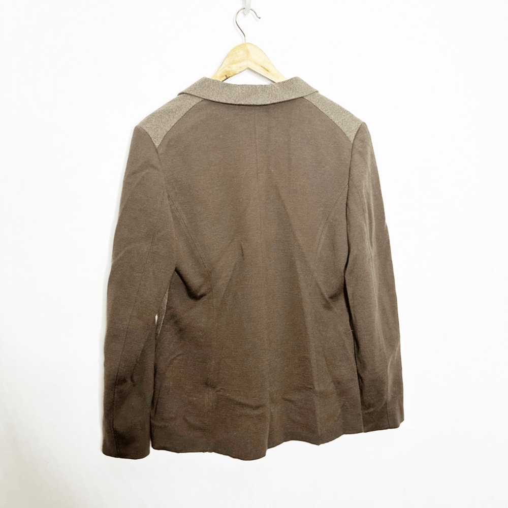 Vtg 80s MAX MARA WEEKEND virgin Wool Blazer Brown Italy academia womens US 14 - Picture 7 of 7